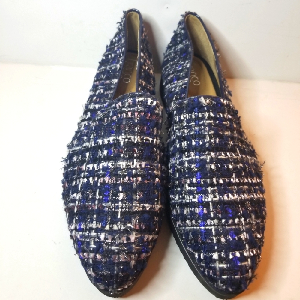 Franco Sarto Fabrina Navy Tweed Platform Shoes - Size 9.5W